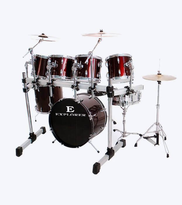 JBP-605-Red-Wine-Drum-set (3) Explorer JBP 102 7-Piece Drum Set – Wine Red Finish - Image 1